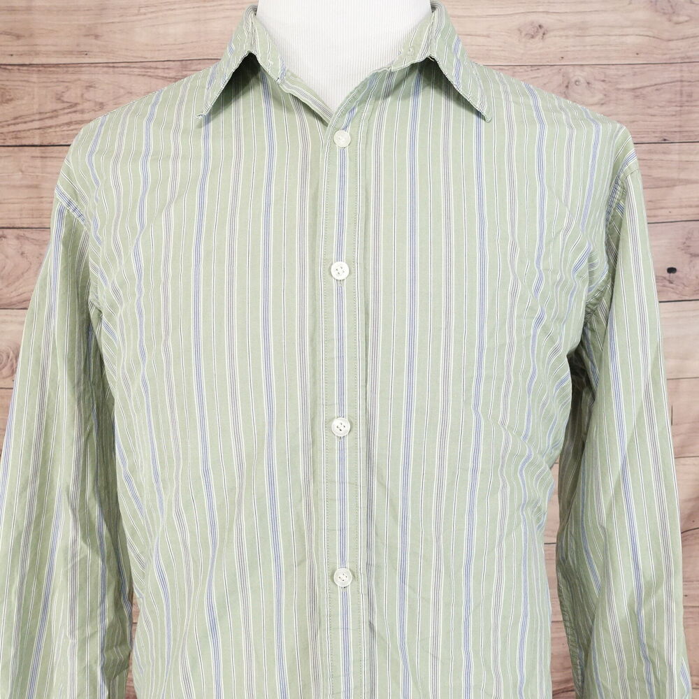CLAIBORNE LONG SLEEVE GREEN‎ STRIPED BUTTON DOWN SHIRT MENS SIZE XL
